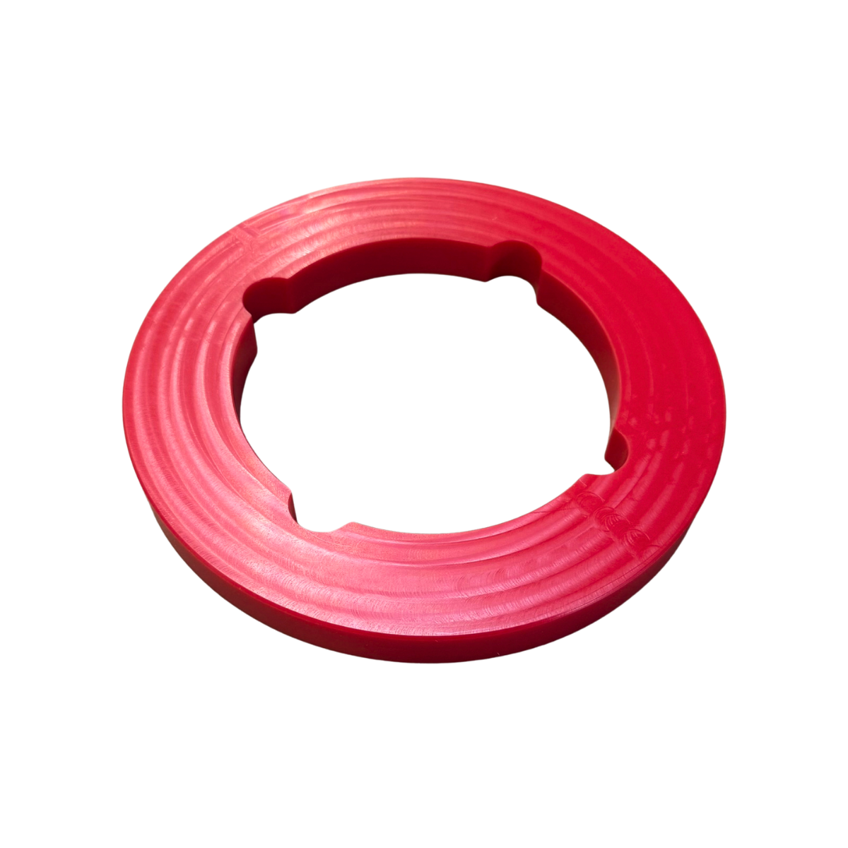 usinage cnc 3 axes de pièce en pehd rouge en cours de fabrication chez aca plastiques à marseille